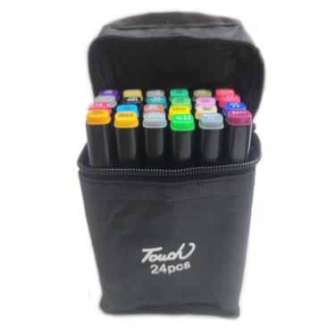 Imagem de Kit 24 cores Canetinhas  Marcador Com Estojo Colorir , pintura, desenhar infantil 843347