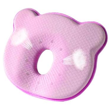 Imagem de LSRONLYC Travesseiro de espuma viscoelástica para bebê, urso de desenho animado, macio e aconchegante, conjunto de cama respirável para bebês para meninos e meninas pequenos (rosa)