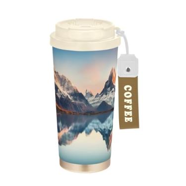 Imagem de Blueangle Caneca de café isolada para viagem Mountains - copo de aço inoxidável à prova de vazamento e derramamento para acampamento e ar livre, garrafa de água reutilizável de 505 ml com tampa (505)