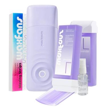 Imagem de Kit de cera roll, kit de rolo de cera inteligente com sistema de resfriamento automático, sem queimaduras, kit de depilação seguro e fácil para mulheres e homens em casa, 2 cartuchos de cera e 50