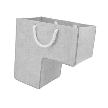 Imagem de BLWOTMOR Cesto Organizador para Escadas com Alças para Brinquedos, Livros E Outros Objetos, Ideal para Decoração de Casa E Escritório, Cinza Claro, Tamanho real