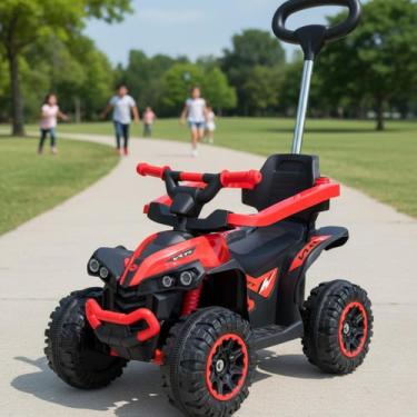 Imagem de Quadriciclo Eletrico Infantil Passeio com Aro de Proteção Haste Direci