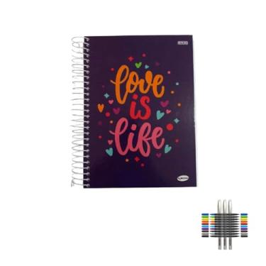 Imagem de Kit Caderno Femininos 20 Matérias Capa Dura 400 Folhas KBOM + Caneta Trigel Branca 0.8mm + Marcador Artístico Brush Dual Tip