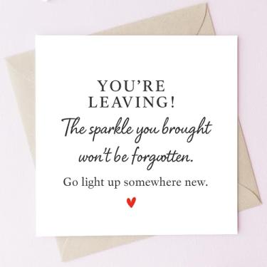 Imagem de TEEMI - Cartão de felicitações You're Leaving Farewell com envelope - Cartão Going Away Goodbye - Cartolina quadrada premium de 300 g/m² 12 x 12 cm - Cartão de mensagem personalizado interno em branco