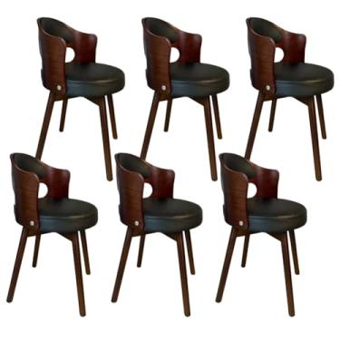 Imagem de SPXMQSS Cadeiras para sala de jantar, cadeiras de jantar giratórias de 360° com encosto, cadeira de jantar estofada de couro, cadeira ergonômica para lounge, escritório, penteadeira, cinza escuro, 6