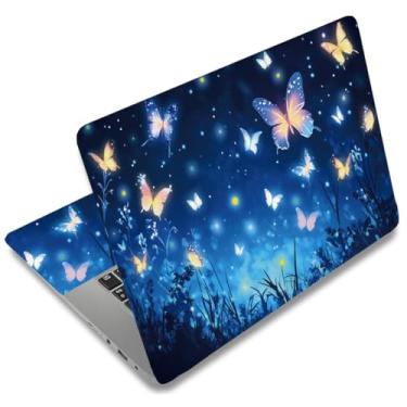 Imagem de SUPERDANT Blue Butterfly Laptop Notebook Skin Sticker Cover Decal Flash Butterflies Laptop Protector Notebook Art Protector Universal Notebooks Vinyl Decals Fits 30.5 cm 33.0 cm 33.8 cm 35.6 cm 38.1