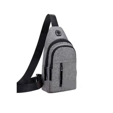 Imagem de GONZALUX - Bolsa Transversal Masculina USB e Fone Antifurto | Shoulder Bag Unissex Impermeável para Celular, Viagem, Trabalho e Dia a Dia, Alça Ajustável, Estilo Moderno Urbano, Cor Cinza