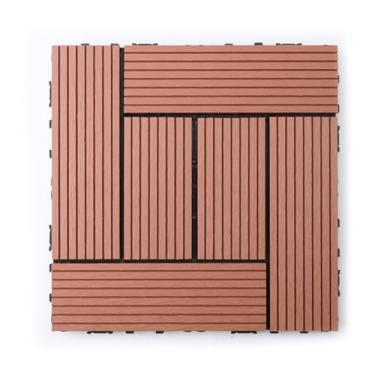 Imagem de SPXMQSS Azulejos de deck compostos ao ar livre, piso externo para jardim, telhas de deck interligadas WPC fácil de instalar para pátio jardim varanda terraço 30 x 30 cm B 22 peças