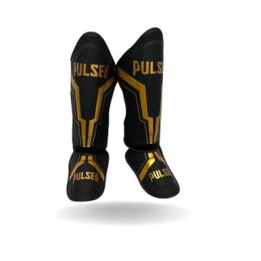 Imagem de Caneleira Protetor para Muay Thai Pulser/Thunder, PU Alta Resistência, 30mm (Iron Dourado, G)