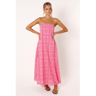 Imagem de Petal & Pup Vestido longo feminino Soph sem alças, Rosa, vermelho, G