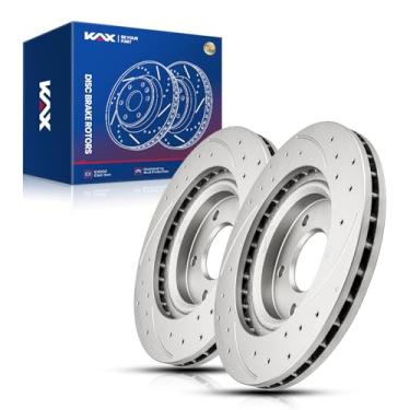 Imagem de KAX Rotores de freio a disco perfurado e ranhurado dianteiro 53038 serve para Patriot/Compass 2007-2017, Avenger 2008-2014, 200 2011-2014, Sebring 2007-2010, Caliber/Outlander 2007-2012, Lancer 2008