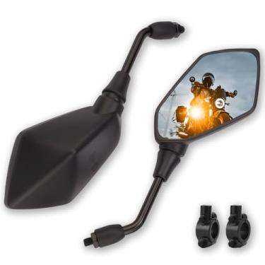 Imagem de DKMOTORK Espelhos laterais retrovisores convexos de motocicleta 1505 com parafuso de 10 mm (rosca no sentido horário) para ATVs, Scooter, Cruiser elétrico, bicicleta, Sportster, off-road, bicicleta, com guidão 7/8, preto