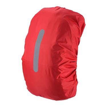 Imagem de PATIKIL Mochila impermeável 40-50L, capa de chuva antiderrapante, com alça refletiva vertical, permanece seca para caminhadas, acampamento, caça, M, vermelha