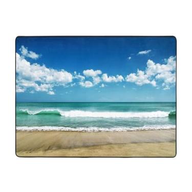 Imagem de ZERAOKE Tapete de área de praia de areia 48 x 63 polegadas, lavável à máquina com suporte antiderrapante, tapetes macios para sala de estar, quarto, entrada, quarto de crianças, decoração de casa