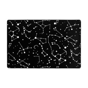 Imagem de ZERAOKE Tapetes de área de constelação estrelada para sala de estar de 1,2 x 1,5 m, tapete macio e moderno, tapetes felpudos antiderrapantes para decoração de casa, tapete lavável para quarto, jantar,