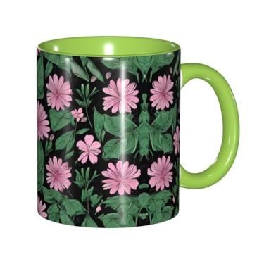 Imagem de Zeraoke Canecas de café criativas coloridas com estampa de folhas tropicais, personalizadas, presente para família, tamanho de 325 ml, unissex