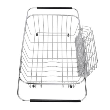 Imagem de TOPINCN Rack de Pratos Expansível, Escorredores de Pratos de Aço Inoxidável Com Suporte de Pauzinhos para Balcão de Cozinha, Rack de Secador de Pratos para Pia Interna, Cesta de