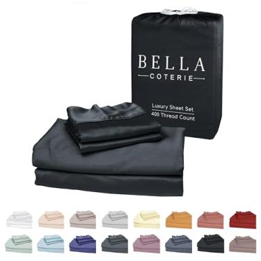 Imagem de Jogo de lençol Bella Coterie Luxury Bamboo Viscose 86.4 cm Split Top King | 1 lençol com elástico para dormir e camas ajustáveis | 100% orgânico | Fresco e macio | Bolso profundo de 45,7 cm [Preto]