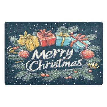 Imagem de STAYTOP Tapete de porta Happy Christmas, entrada externa 81 x 50 cm, tapete de boas-vindas para uso externo/interno, tapetes de banho fofos, capacho frontal antiderrapante para entrada, pátio, áreas