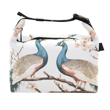 Imagem de STAYTOP Linda lancheira de pavão com fivela de alça, lancheira isolada para meninos e meninas, lancheira térmica para trabalho escolar