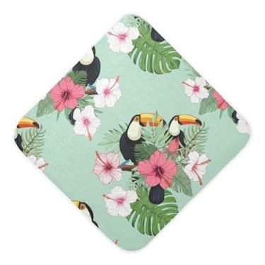 Imagem de Burbuja Toucans Empoleirado em Ramos Toalha de Banho para Bebês - Toalha com Capuz de Algodão Musselina Absorvente Macia para Recém-Nascidos Bebês, 76 x 76 cm