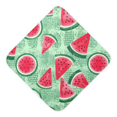 Imagem de Burbuja Toalha de banho de bebê com fatias de melancia - Toalha com capuz de musselina macia e absorvente para recém-nascido, 76 x 76 cm