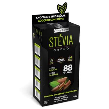 Imagem de STEVIA CHOCO 88% CACAU 70G - DP 6 UN - TUDO ZERO LEITE