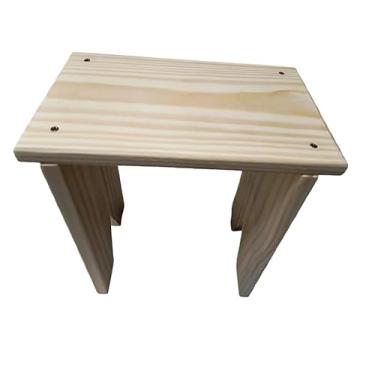 Imagem de Banco Rustico Banquinho De Madeira Pinus Banquinho Pequeno banqueta de madeira para Varanda, Sala de Estar(Kit 4 branco de madeira 30x29.)