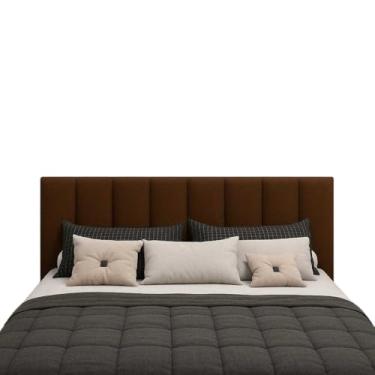 Imagem de Cabeceira Estofada 40x30 Autocolante Modular Cama Solteiro, Casal, Queen e King (MARRON 40X30,14)