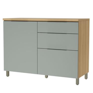 Imagem de Balcão Gabinete de Cozinha 1,20m 1 Porta 3 Gavetas 100% Mdf Mariah