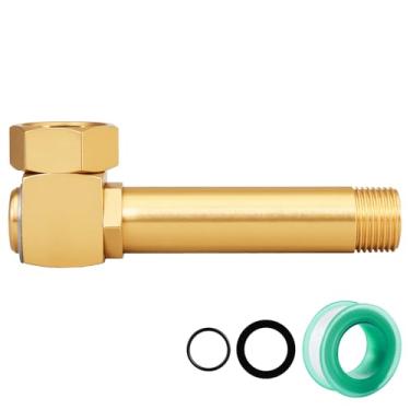 Imagem de SIGURANTA Encaixe de substituição para carretel de mangueira de jardim, adaptador de cotovelo giratório de latão 3/10.2 cm GHT fêmea para NPT macho (12 cm de comprimento, 1 peça)