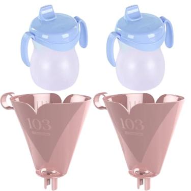 Imagem de Kit com 2 Suporte de Filtro de Café Rosa 103 + 2 Garrafa Infantil Plastica 310ml Azul