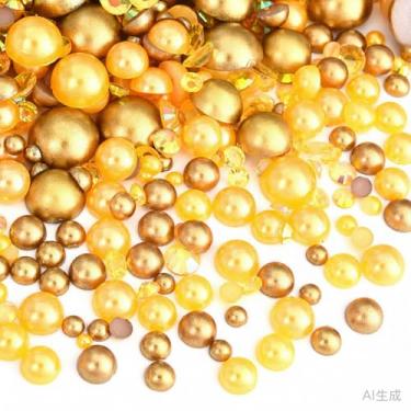 Imagem de 500 peças ABS pérolas semi-redondas e resina flatback strass tamanhos variados kit sortido para fazer joias DIY, arte de unhas, decoração de artesanato (cor 39)