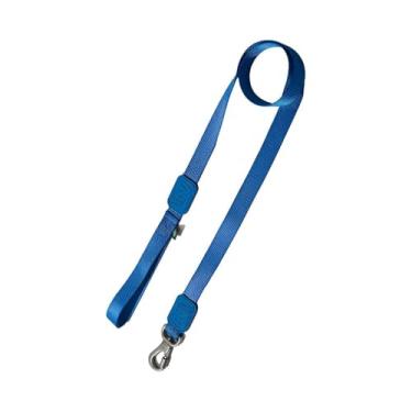 Imagem de Guia Premium para Cães, Azul Marinho, Poliéster com Mosquetão 360° em Aço, Trava de Segurança, 120cm x 2.5cm, Detalhes Emborrachados