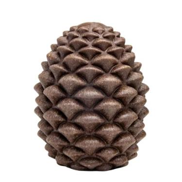 Imagem de Pinhau Brinquedo Interativo para Cachorro, Borracha Marrom em Formato de Pinha com Compartimento para Petiscos, 9x12x9 cm