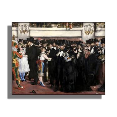 Imagem de OKRA Arte de parede em tela Manet - Pôsteres de bola mascarada na ópera - Impressionismo - Pintura de retrato - Adequado para restaurantes de fast food, lojas de animais de estimação e academias. Sem