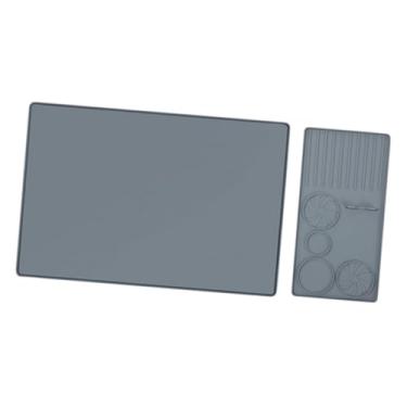 Imagem de ＫＬＫＣＭＳ Tapete de silicone para café com compactador de café expresso, borda elevada e antiderrapante, ideal para estações de expresso, bares, lixeiras e, Cinza