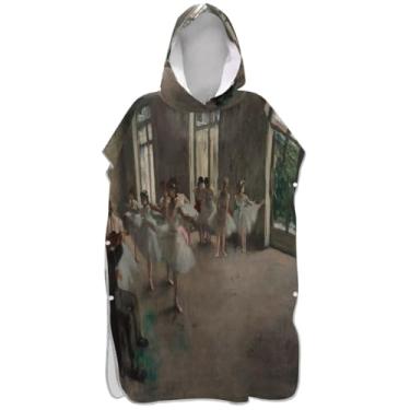 Imagem de Joisal Poncho de surfe trocador de roupão adulto toalha de banho com capuz bonito ponchos de praia absorventes para homens impressão estética bailarinos