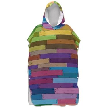 Imagem de Joisal Poncho de surf plus size para adultos trocador com capuz toalha de praia estampada chique madeira pastel praia ponchos para homens