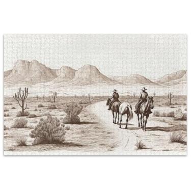 Imagem de Cowboy montando deserto adultos quebra-cabeça 1000 peças engraçado exclusivo quebra-cabeça flor animal