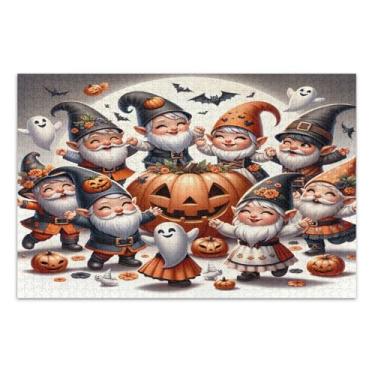 Imagem de Quebra-cabeças adultos dançantes fofos de Halloween 1000 peças, jogo de quebra-cabeça com letras nas costas