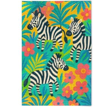 Imagem de Quebra-cabeças de zebras abstratas folhagem tropical 1000 peças para adultos, presentes engraçados de tecnologia de jogos, quebra-cabeças de paisagem, arte de paisagem floral, 1000 peças, 75 x 50 cm