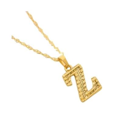 Imagem de Moda banhado a ouro 26 letras iniciais pingente onda de água corrente 