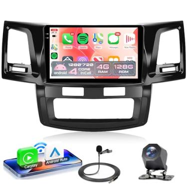 Imagem de Rádio estéreo automotivo 4 núcleos 4G + 128G Android 15 para Toyota HILUX Fortuner 2005-2014, Rimoody Wireless Carplay Andorid link espelho automático 22 polegadas tela INCELL GPS WiFi Bluetooth 5.0