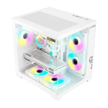 Imagem de Gabinete Gamer Grodd Snow Clanm com 5 FAN RGB Design Moderno Excelente Fluxo de Ar, Compatível com Placas ATX, Ideal para Setups Gamers