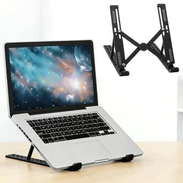 Imagem de Suporte de laptop ajustável para mesa, suporte de elevação portátil dobrável para laptop, suporte ventilado, compatível com laptops de 10 a 15,6 polegadas (preto)