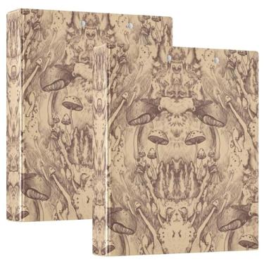 Imagem de Fichários personalizados de 3 anéis sépia de cogumelo místico, 200 folhas, fichário de escritório, 31,5 x 27 x 6 cm, pacote com 2