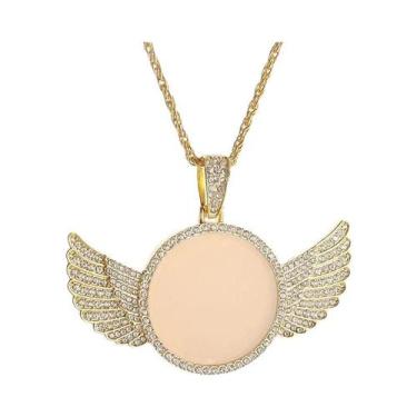 Imagem de Colar De Memória Com Asas De Anjo Em Cristal Zirconia, Joia Hip Hop Pa