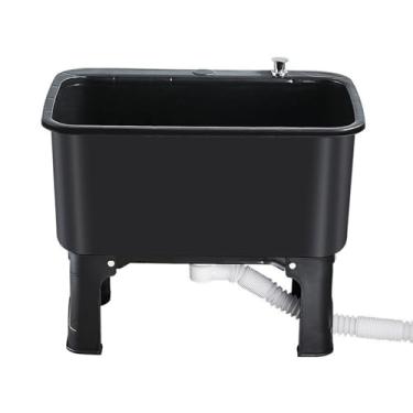 Imagem de Banheira de lavanderia de plástico, banheiras de estação de lavagem independentes, pia utilitária, pia utilitária, pia de esfregão de chão, bacia com drenagem/filtro de pia, para sala de lavagem