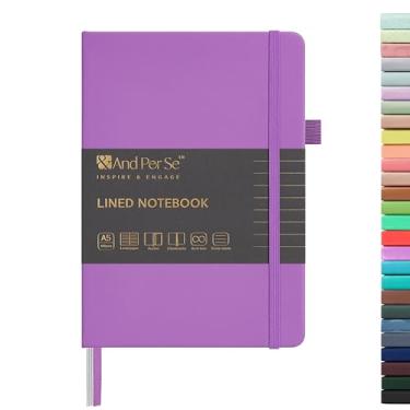 Imagem de &And Per Se Caderno pautado com 160 páginas, caderno de papel grosso pautado universitário A5 14,5 x 20,3 cm, cadernos de capa dura para mulheres, homens, escritório, escola (1 pacote, violeta)